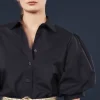 Chemise Calypso bleu nuit en popeline