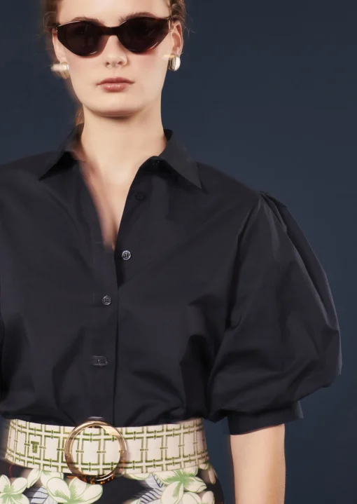 Chemise Calypso bleu nuit en popeline