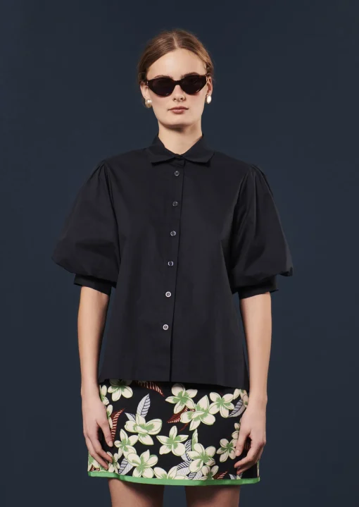 Chemise Calypso bleu nuit en popeline