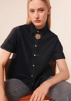 Chemise Camilla bleu marine en denim