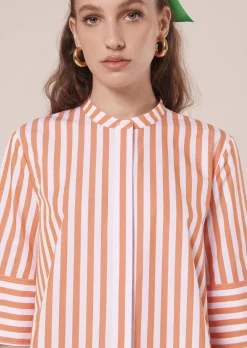 Chemise Camilliana orange à rayures en popeline