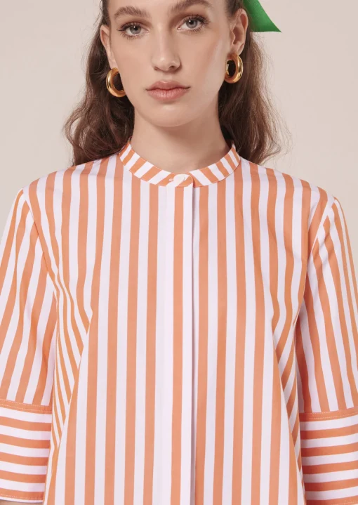Chemise Camilliana orange à rayures en popeline