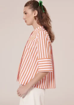 Chemise Camilliana orange à rayures en popeline