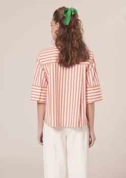 Chemise Camilliana orange à rayures en popeline