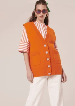 Chemise Camilliana orange à rayures en popeline
