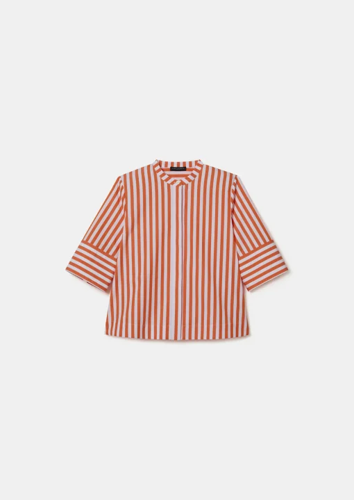 Chemise Camilliana orange à rayures en popeline