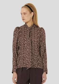 Chemise Candy marron imprimée à pois
