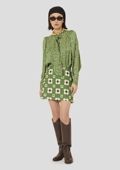 Chemise Candy verte imprimée à pois