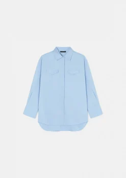 Chemise Carlotta bleu ciel en popeline