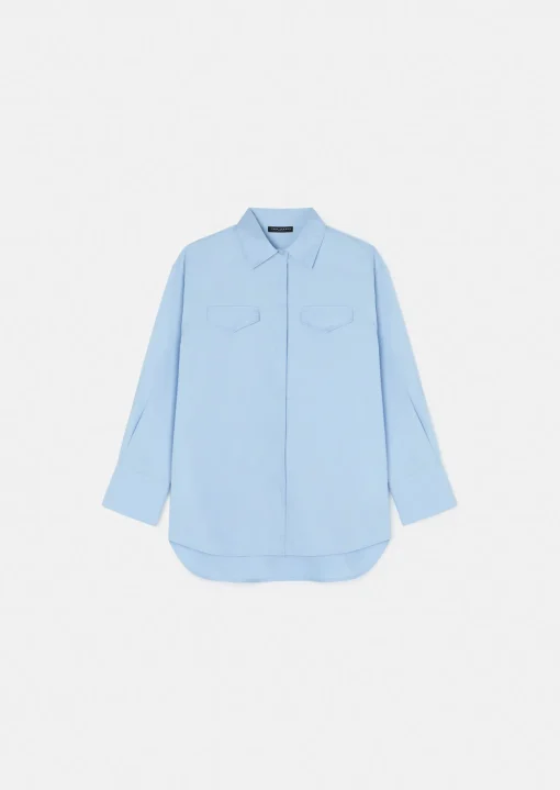 Chemise Carlotta bleu ciel en popeline