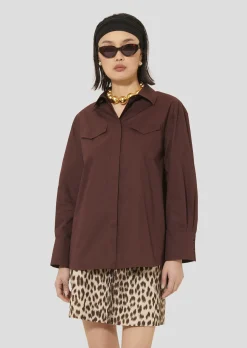 Chemise Carlotta bordeaux en popeline