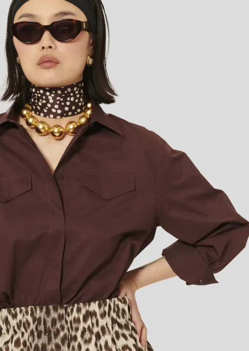 Chemise Carlotta bordeaux en popeline