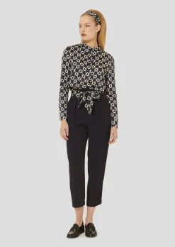 Chemise Charlotte bleu nuit à fleurs écrues