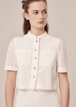 Chemise Cheryl blanche en broderie anglaise
