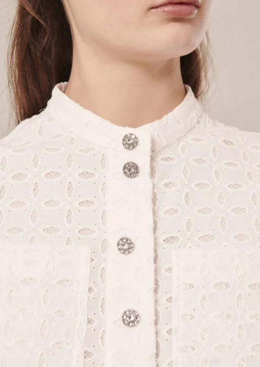 Chemise Cheryl blanche en broderie anglaise