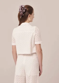 Chemise Cheryl blanche en broderie anglaise