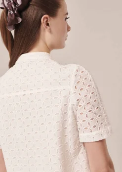 Chemise Cheryl blanche en broderie anglaise
