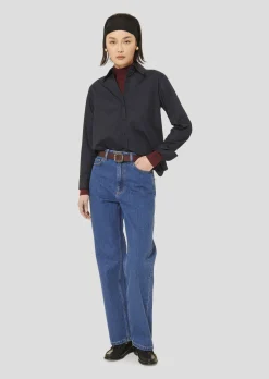 Chemise Clarisse bleu nuit en popeline