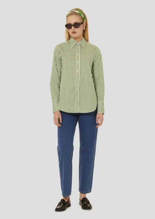 Chemise Clarisse verte à rayures