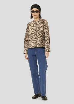 Chemise Coco marron imprimée léopard