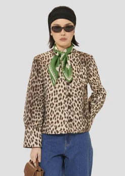 Chemise Coco marron imprimée léopard