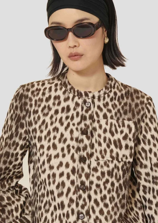 Chemise Coco marron imprimée léopard