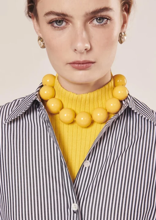 Collier Bella jaune à grosses perles