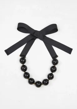 Collier Bella noir à grosses perles