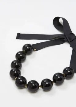 Collier Bella noir à grosses perles
