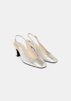Escarpins Katrina argentés en cuir métalisé