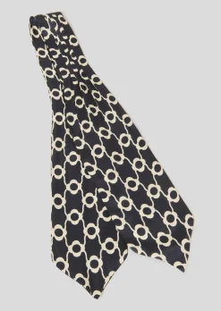 Foulard Eden bleu nuit à fleurs écrues