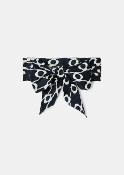 Foulard Eden bleu nuit à fleurs écrues