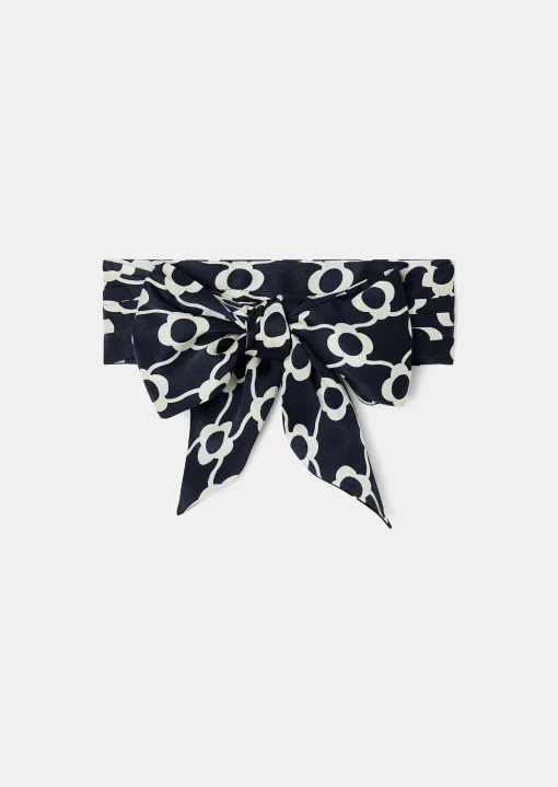 Foulard Eden bleu nuit à fleurs écrues