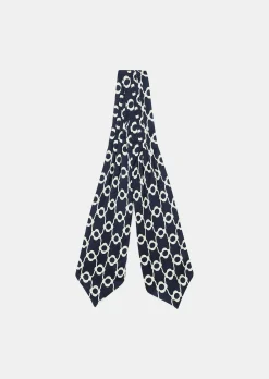 Foulard Eden bleu nuit à fleurs écrues