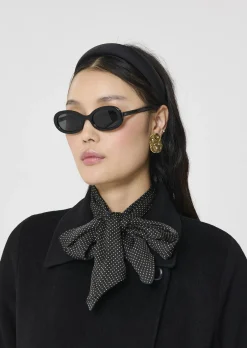 Foulard Eden noir imprimé à pois