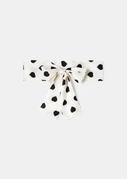 Foulard Emeline écru à motif coeur noir