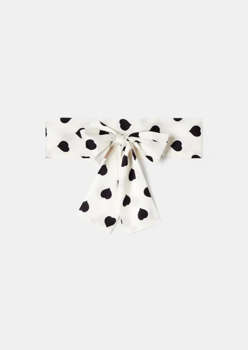 Foulard Emeline écru à motif coeur noir