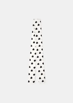 Foulard Emeline écru à motif coeur noir