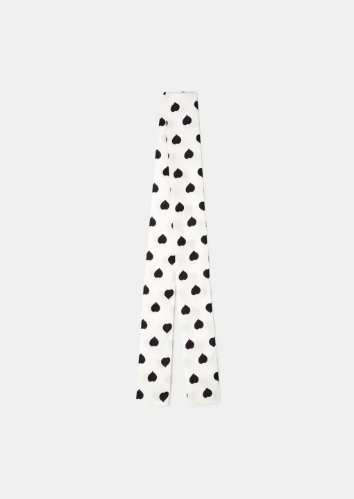 Foulard Emeline écru à motif coeur noir
