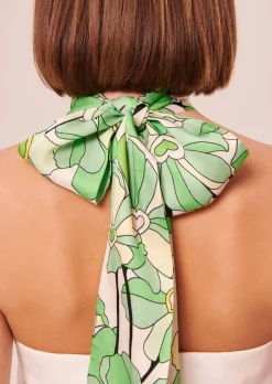 Foulard Emeline vert imprimé à fleurs