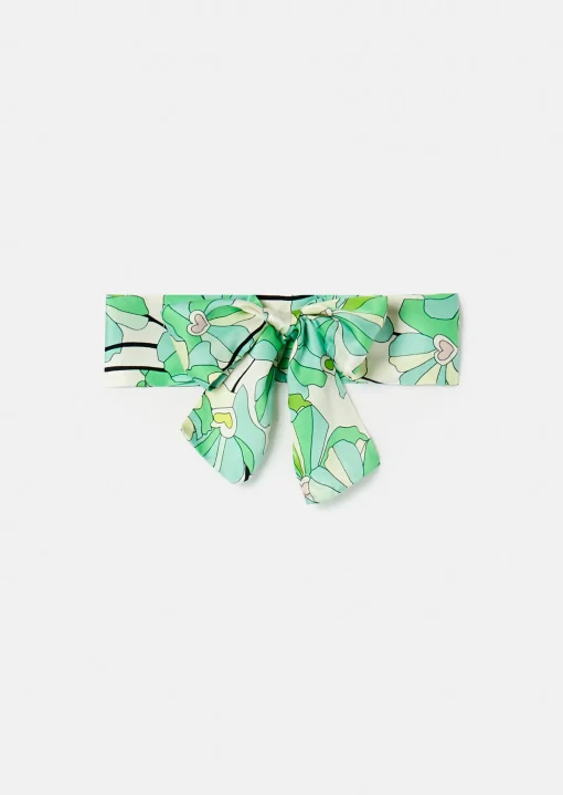 Foulard Emeline vert imprimé à fleurs