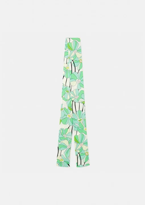Foulard Emeline vert imprimé à fleurs