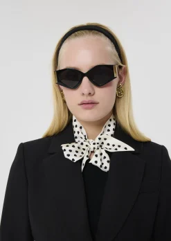 Foulard Emma écru imprimé petits coeurs noirs