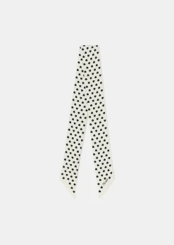 Foulard Emma écru imprimé petits coeurs noirs