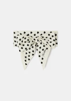 Foulard Emma écru imprimé petits coeurs noirs