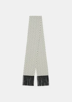 Foulard Esmee écru imprimé petits coeurs noirs