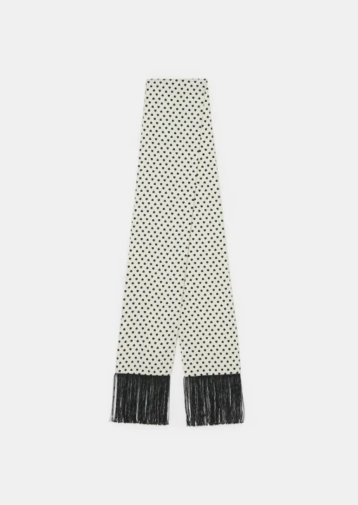 Foulard Esmee écru imprimé petits coeurs noirs
