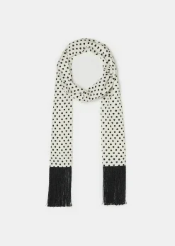 Foulard Esmee écru imprimé petits coeurs noirs