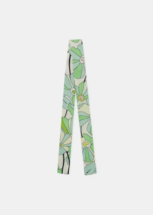 Foulard Evelyse vert imprimé à fleurs