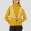 Gilet Gilles jaune en laine merinos et alpaga